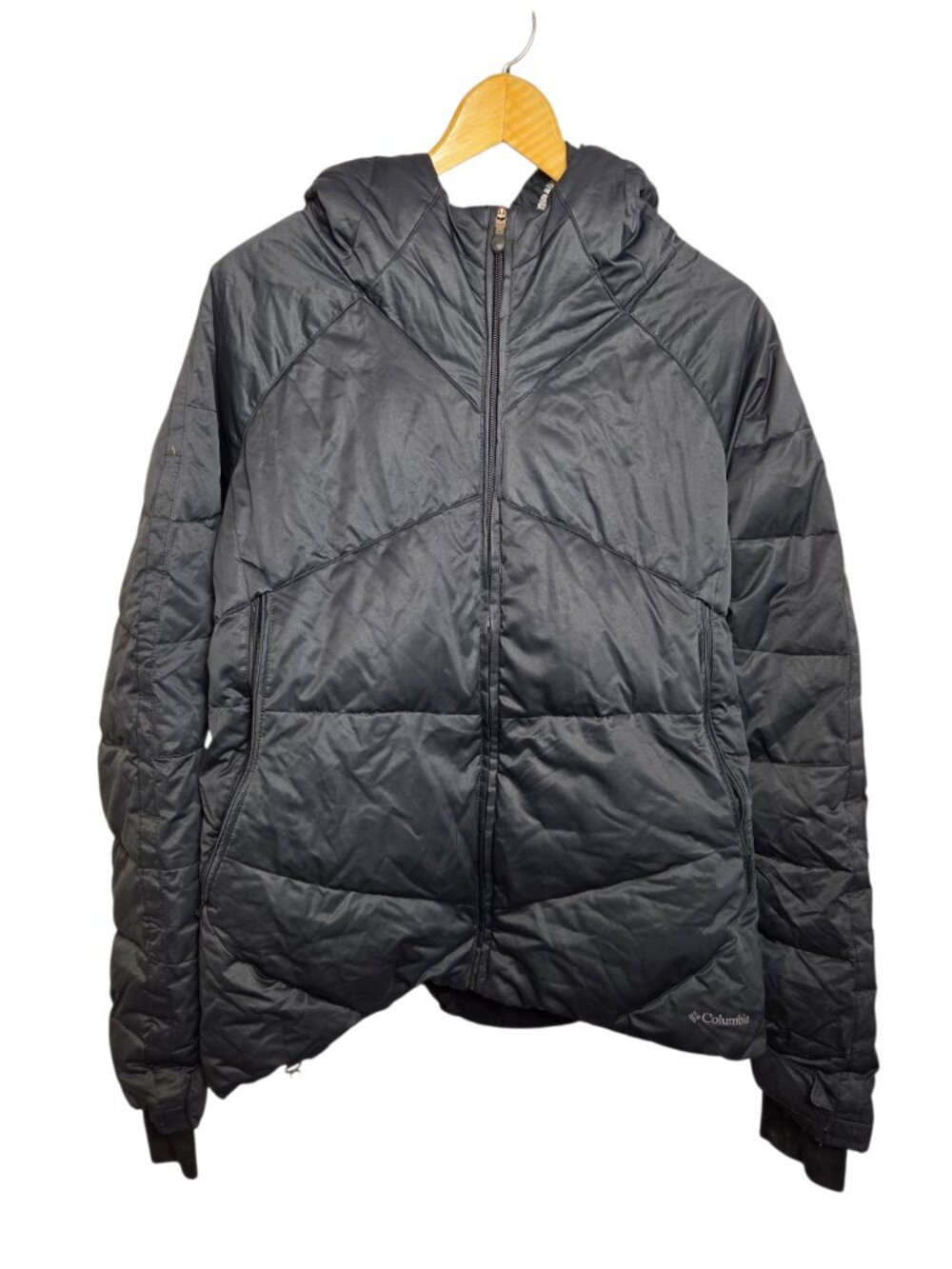 Columbia Omni-Heat Women's XL Black Puffer Hooded Winter Jacket Coat Full Zip